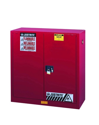 [8930311] Justrite Sure-Grip® EX Combustibles Safety Cabinet For Paint And Ink, 40 Gallon, 2 Self-Close Door, Red