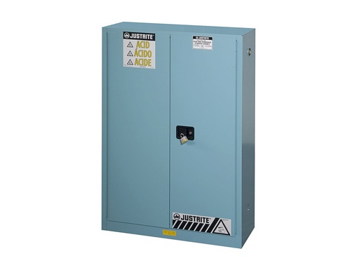 [89452221] Justrite Sure-Grip® EX Corrosives/Acid Steel Safety Cabinet, 45 Gallon, 2 Self-Close Doors, Blue