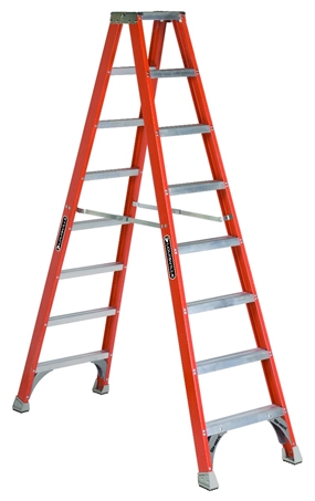 [FM1508] LOUISVILLE LADDER 8-FOOT FIBERGLASS TWIN FRONT TWIN STEP LADDER, TYPE IA, 300-POUND LOAD CAPACITY, FM1508