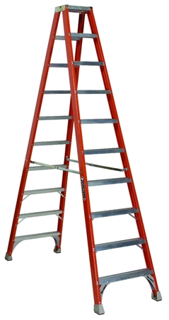[FM1510] LOUISVILLE LADDER 10-FOOT FIBERGLASS TWIN FRONT STEP LADDER, TYPE IA, 300-POUND LOAD CAPACITY, FM1510
