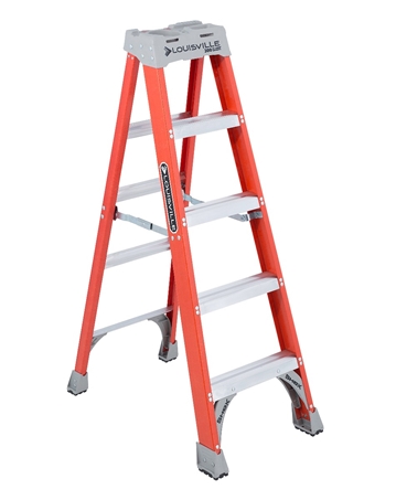 [FS1505] LOUISVILLE LADDER 5-FOOT FIBERGLASS STEP LADDER, TYPE IA, 300-POUND LOAD CAPACITY, FS1505